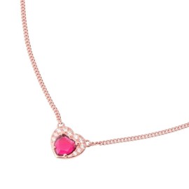 Collana Dodo 100% amore con cuore oro rosa 9kt rubino sintetico e diamanti bianchi DCC3000-HEART-DSR9R [b2dd2f98]