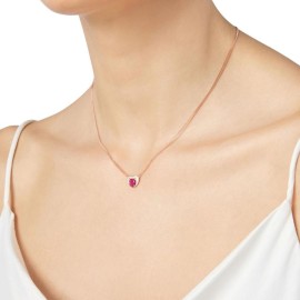 Collana Dodo 100% amore con cuore oro rosa 9kt rubino sintetico e diamanti bianchi DCC3000-HEART-DSR9R [dce6ad91]