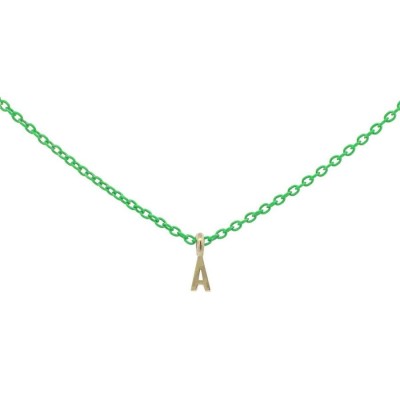 Girocollo Rue des Mille con iniziale in oro giallo 18kt e catena verde fluo 18K-GRV 10 [d012040a]