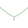 Girocollo Rue des Mille con iniziale in oro giallo 18kt e catena verde fluo 18K-GRV 10 [d012040a]