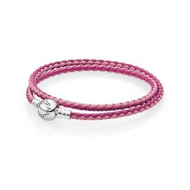 Bracciale doppio Giro Cordino Pelle Rosa [d41b0eb0]