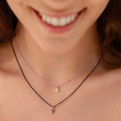 Girocollo Rue des Mille con ciondolo angioletto oro 18kt e vernice rosa  18K-GRV 13