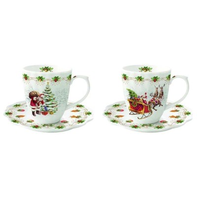 Set 2 tazze caffè in porcellana Nostalgic Christmas EasyLife R2782NOCH