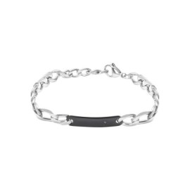 Bracciale Con Targhetta Man Code Acciaio Bicolore Bianco - Nero Cubic Zirconia [2b6ba906]